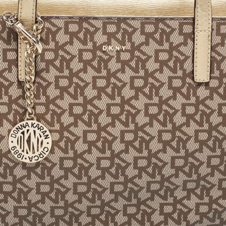 Pre Owned Dkny Beige/Brown SIgnature Canvas Tote
