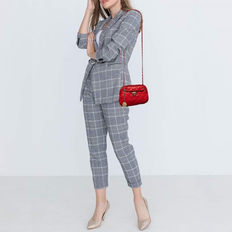 Pre Owned DKNY Red Quilted Leather Shoulder Bag