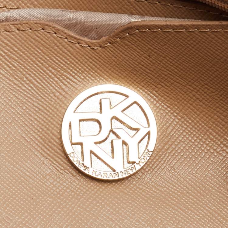 Pre Owned DKNY Orange Leather Top Zip Tote