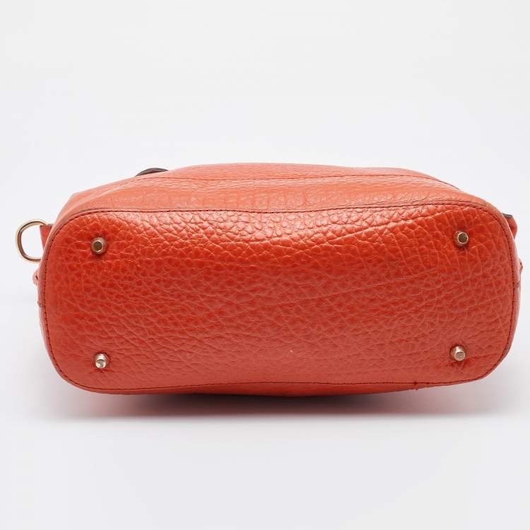 Pre Owned DKNY Orange Leather Top Zip Tote