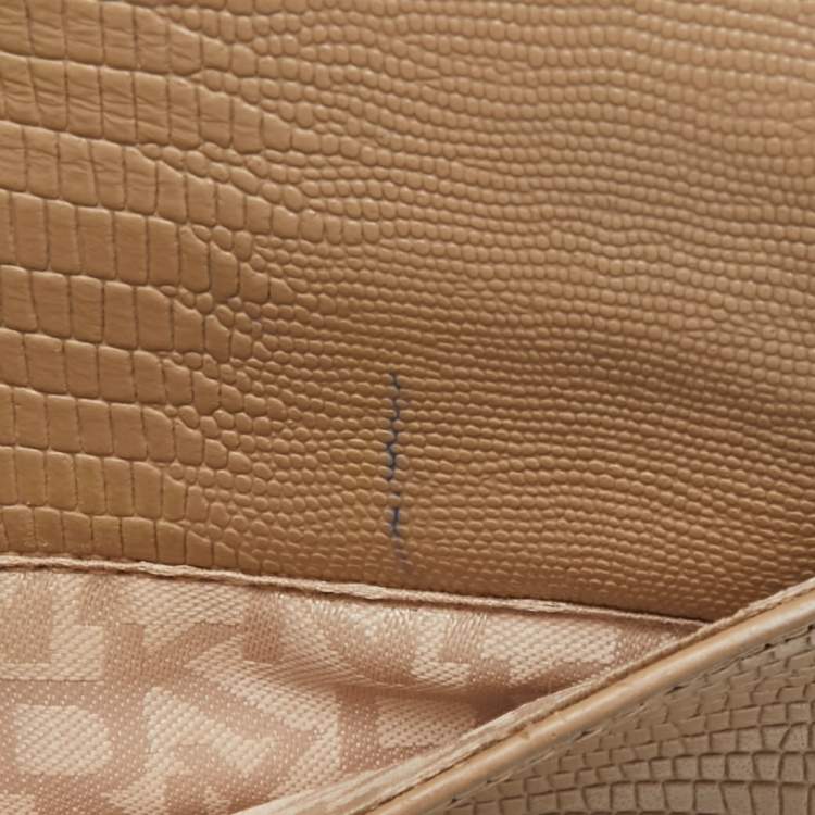 مملوكة مسبقًا Dkny Beige Embossed Leather Crossbody Bag