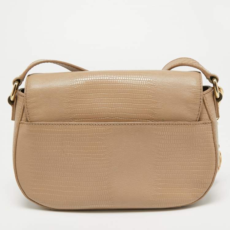 مملوكة مسبقًا Dkny Beige Embossed Leather Crossbody Bag