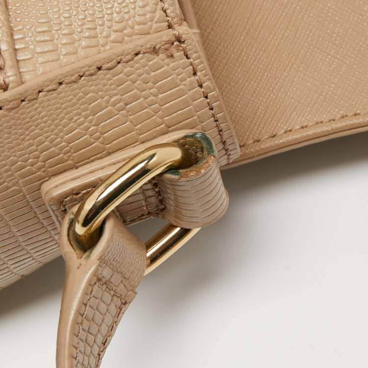 مملوكة مسبقًا Dkny Beige Embossed Leather Crossbody Bag