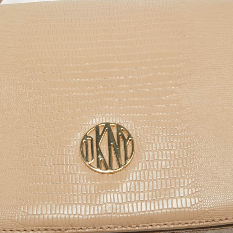 مملوكة مسبقًا Dkny Beige Embossed Leather Crossbody Bag