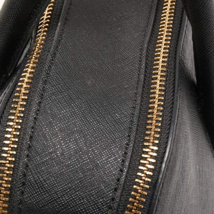 Pre Owned Dkny Black Saffiano Leather Double Zip Satchel