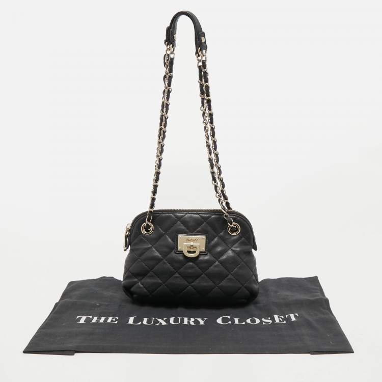 Pre Owned DKNY Black Soft Quilted Leather Shoulder Bag