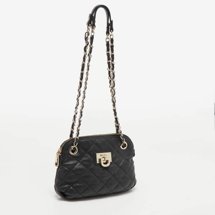 Pre Owned DKNY Black Soft Quilted Leather Shoulder Bag