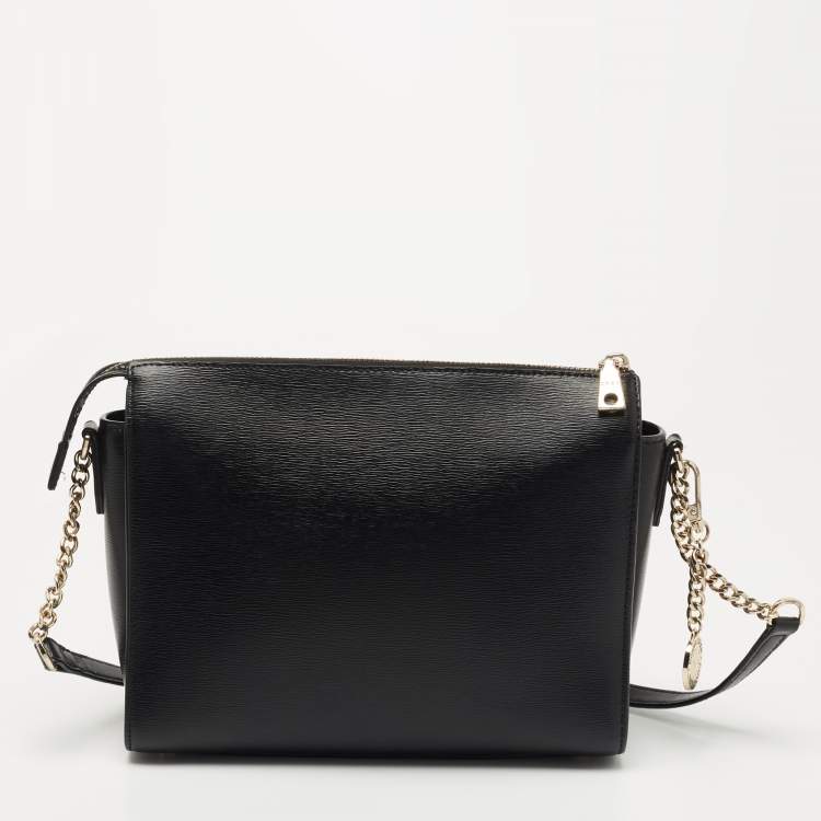 Pre Owned DKNY Black Leather Zip Crossbody Bag