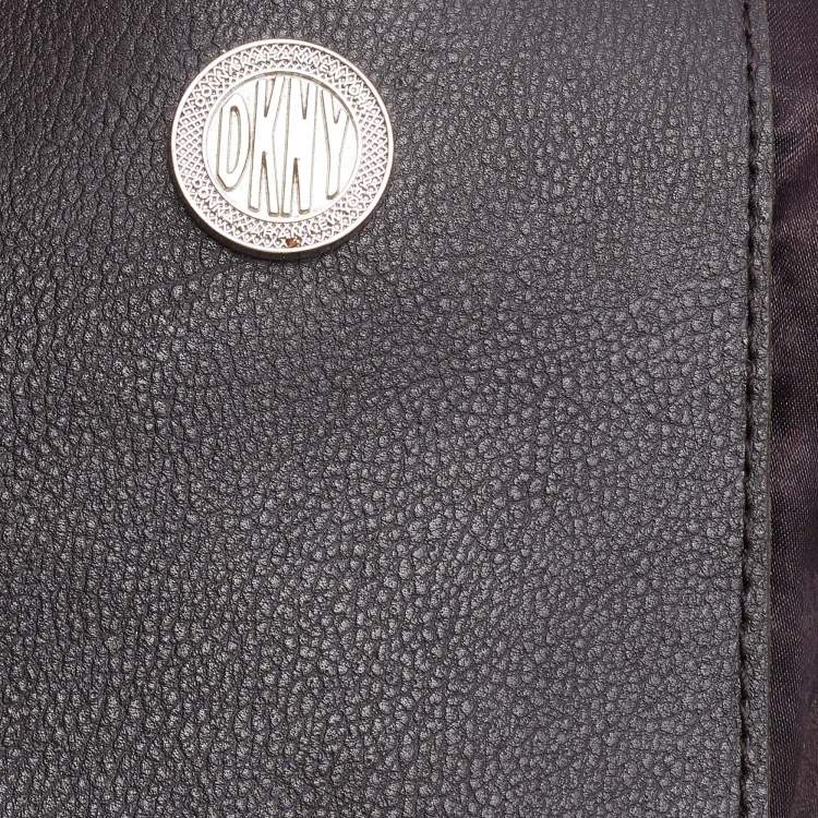 Pre Owned DKNY Dark Brown Signature Canvas and Leather Satchel