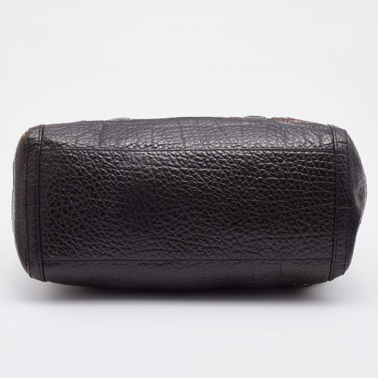 Pre Owned DKNY Dark Brown Signature Canvas and Leather Satchel