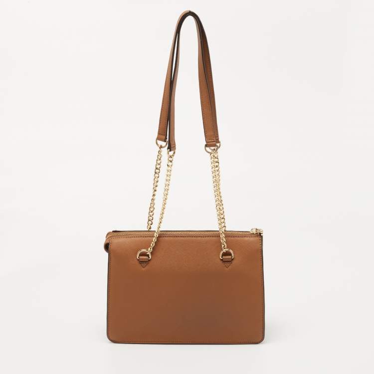 مملوكة مسبقًا DKNY Tan Leather Bryant Zip Top Shoulder Bag