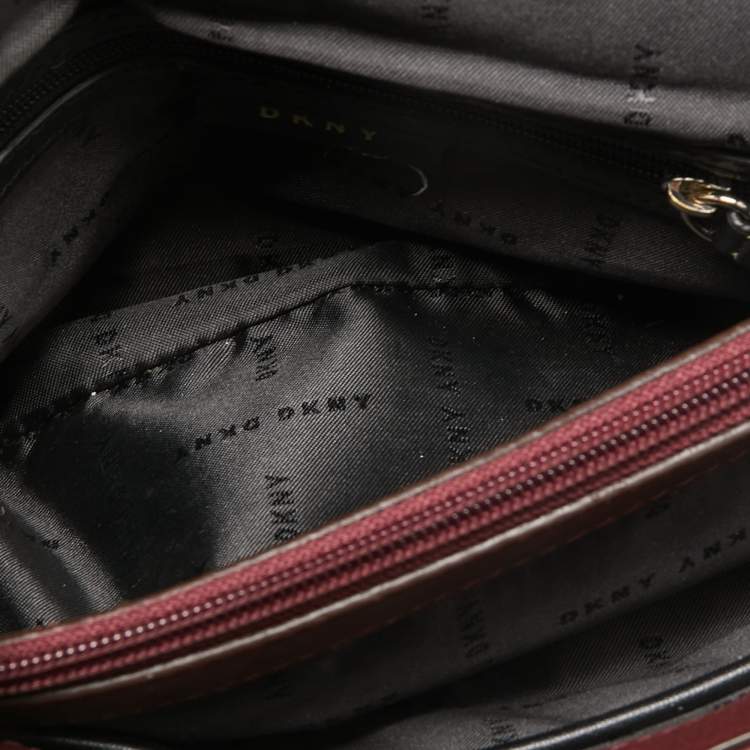 Pre Owned DKNY Burgundy Quilted Leather Flap Shoulder Bag