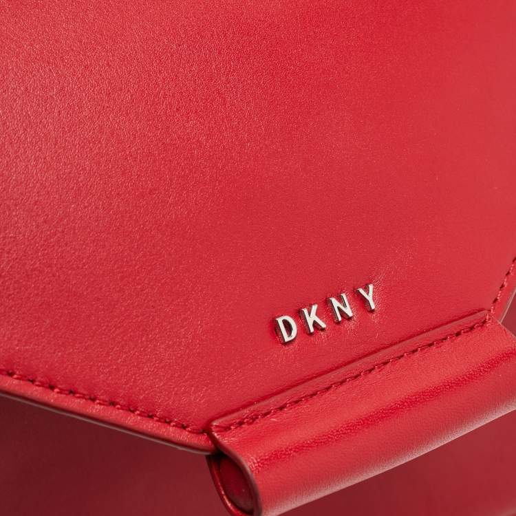 Pre Owned DKNY Red Leather Envelope Flap Shoulder Bag