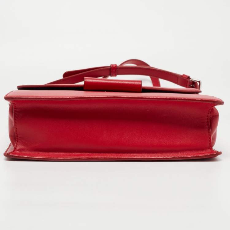 Pre Owned DKNY Red Leather Envelope Flap Shoulder Bag