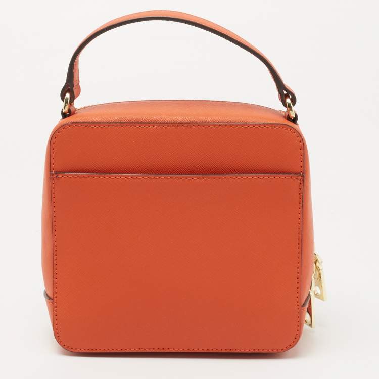 Pre Owned DKNY Orange Saffiano Leather Crossbody Bag