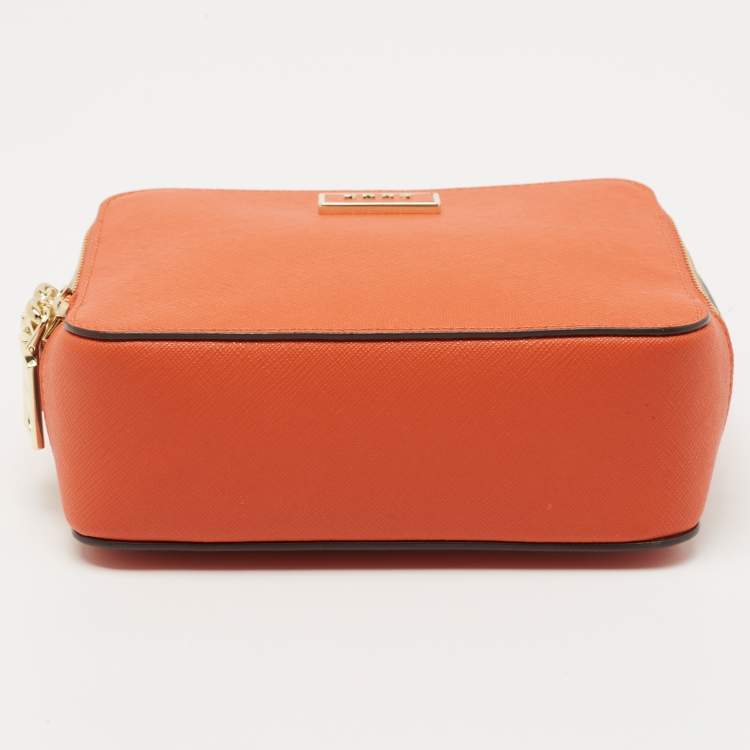 Pre Owned DKNY Orange Saffiano Leather Crossbody Bag