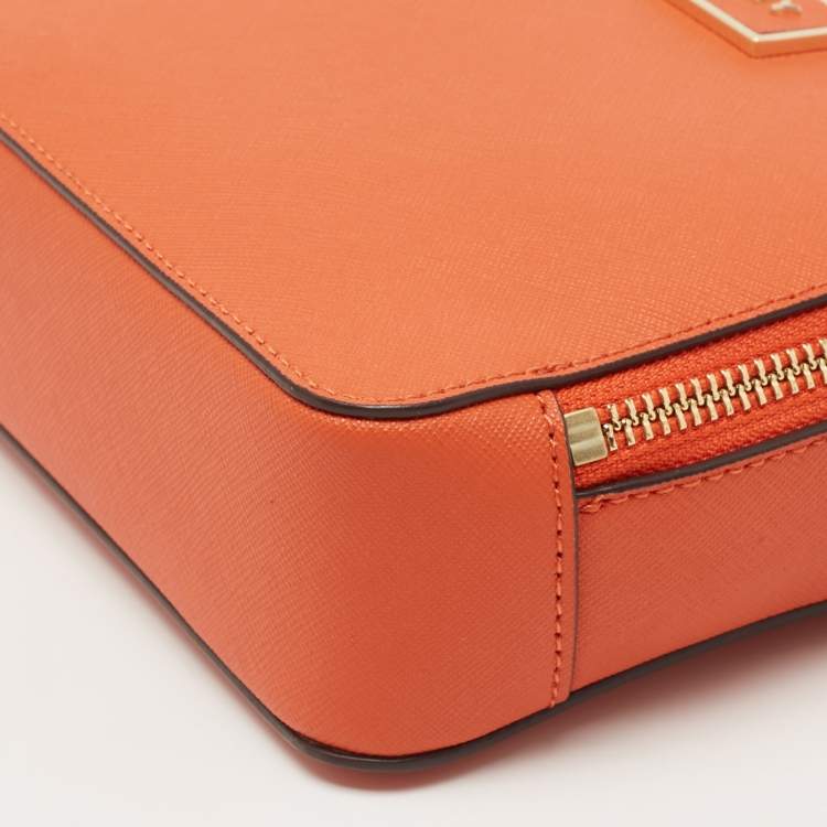 Pre Owned DKNY Orange Saffiano Leather Crossbody Bag