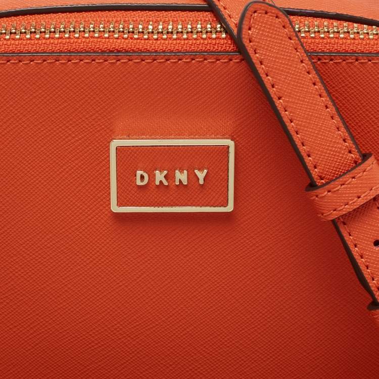 Pre Owned DKNY Orange Saffiano Leather Crossbody Bag