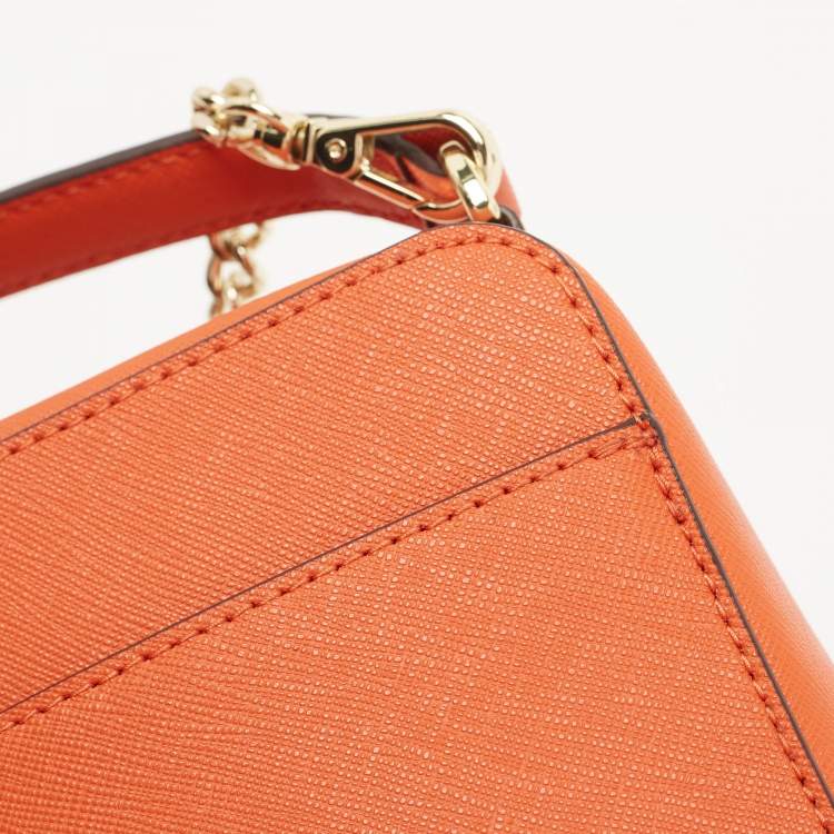 Pre Owned DKNY Orange Saffiano Leather Crossbody Bag