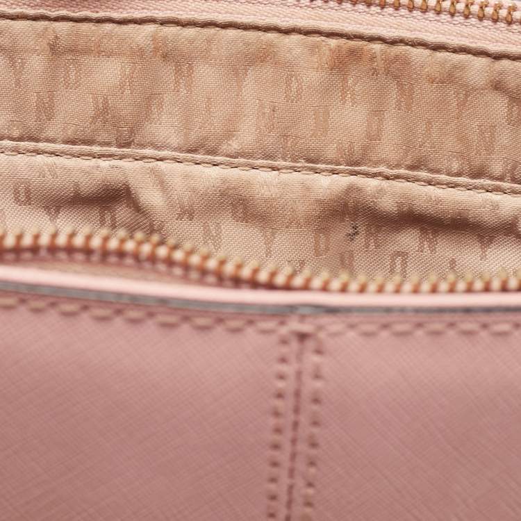 Pre Owned DKNY Light Pink Saffiano Leather Top Zip Tote