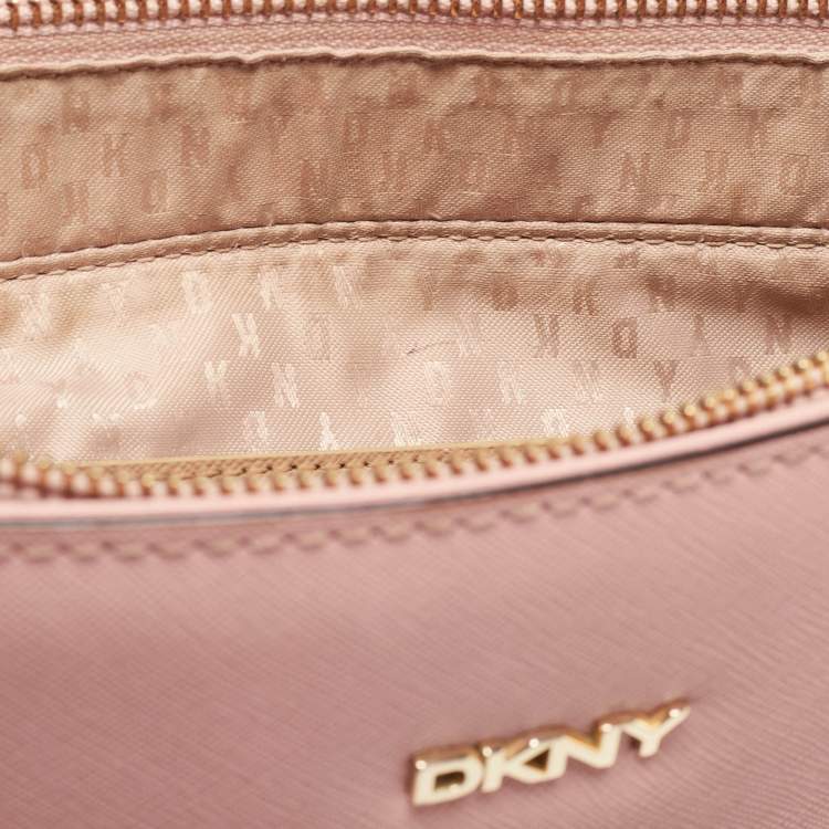 Pre Owned DKNY Light Pink Saffiano Leather Top Zip Tote