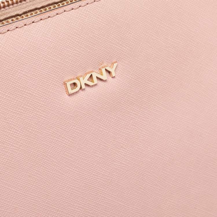 Pre Owned DKNY Light Pink Saffiano Leather Top Zip Tote