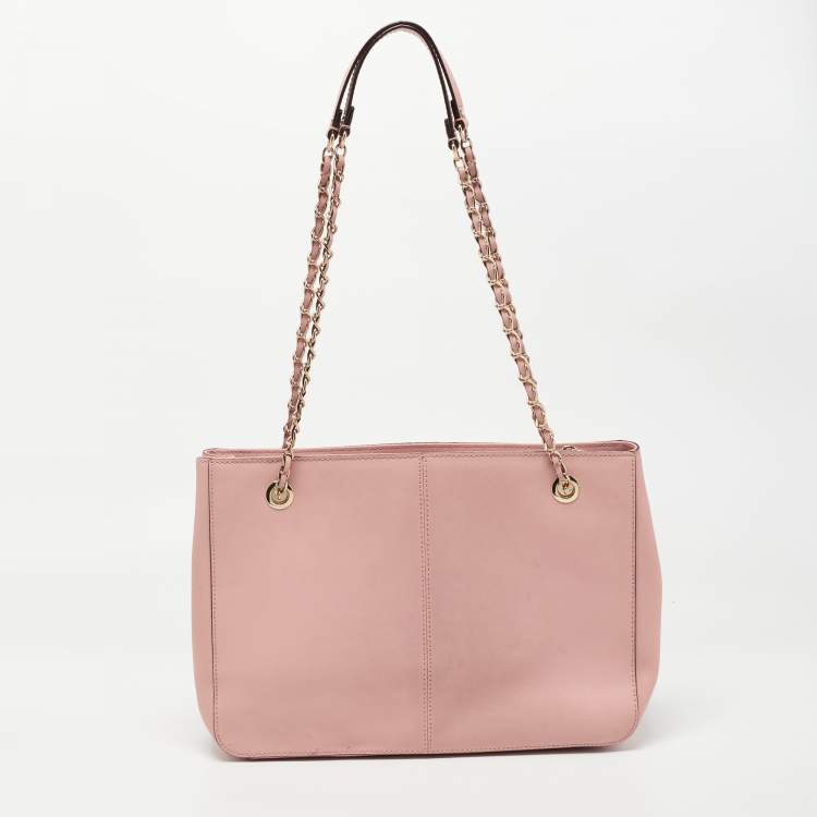 Pre Owned DKNY Light Pink Saffiano Leather Top Zip Tote