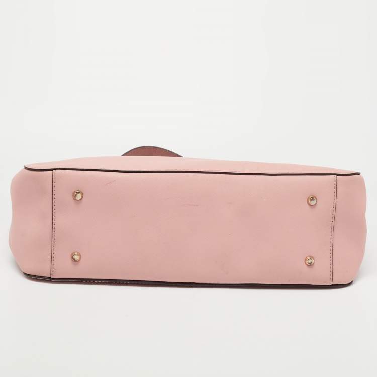 Pre Owned DKNY Light Pink Saffiano Leather Top Zip Tote