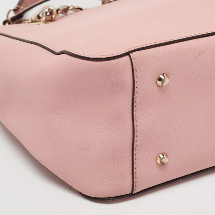 Pre Owned DKNY Light Pink Saffiano Leather Top Zip Tote