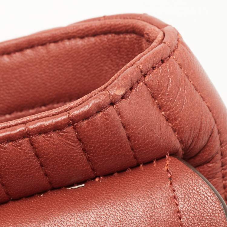 Pre Owned DKNY Brown Brique Quilted Leather Gansevoort Flap Shoulder Bag