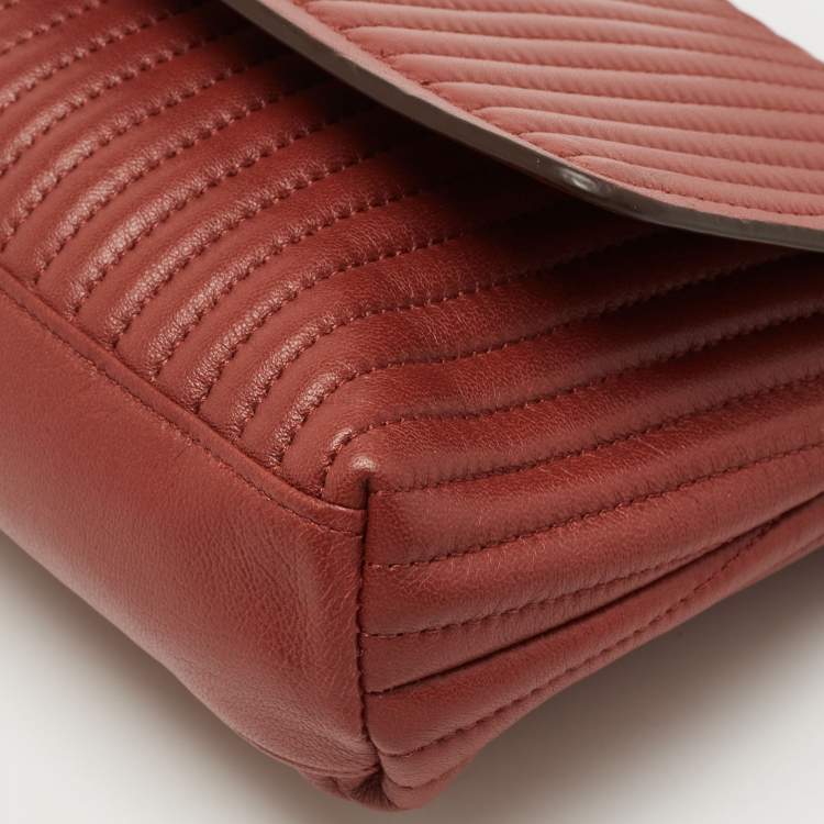 Pre Owned DKNY Brown Brique Quilted Leather Gansevoort Flap Shoulder Bag