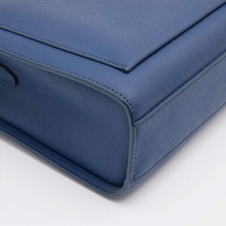 Pre Owned DKNY Blue Saffiano Leather Shoulder Bag