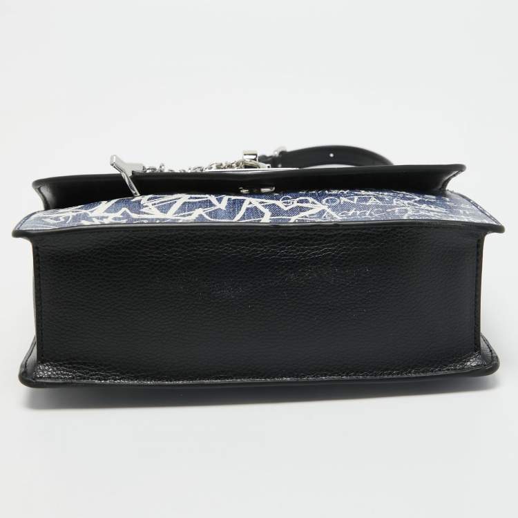 Pre Owned DKNY Blue Printed Coated Canvas and Leather Elissa Chain Shoulder Bag