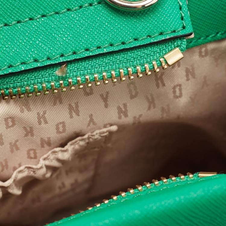 مملوكة مسبقًا DKNY Green Leather Dona Karan Zip Tote