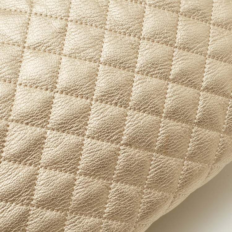 Pre Owned DKNY Gold Quilted Leather Braided Handle Tote