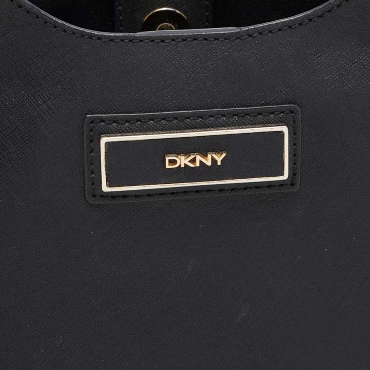 Pre Owned DKNY Black Saffiano Leather Hobo