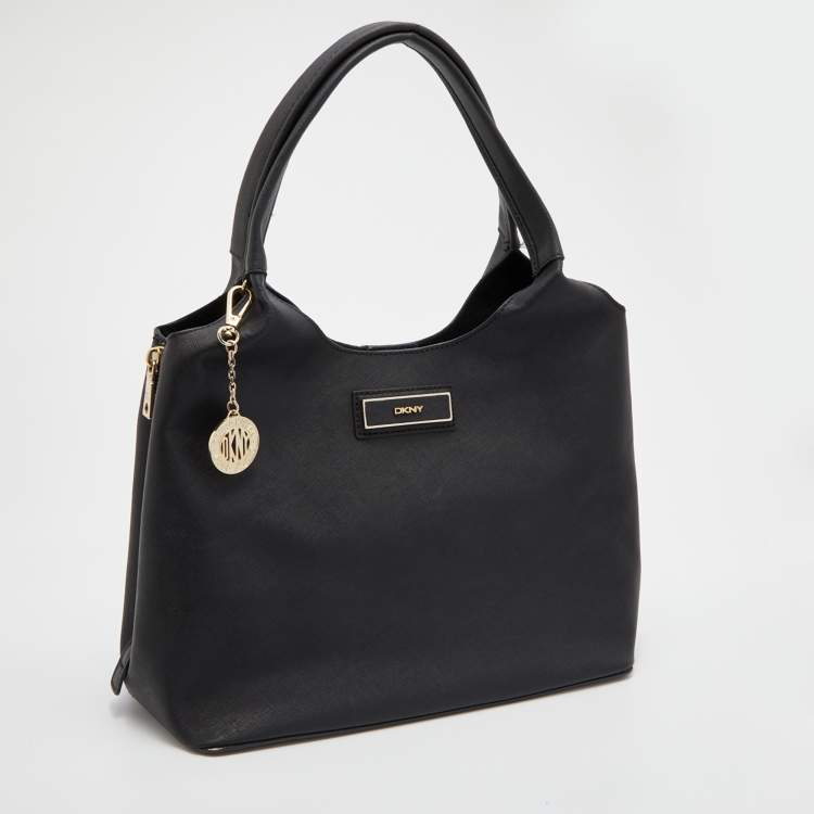 Pre Owned DKNY Black Saffiano Leather Hobo