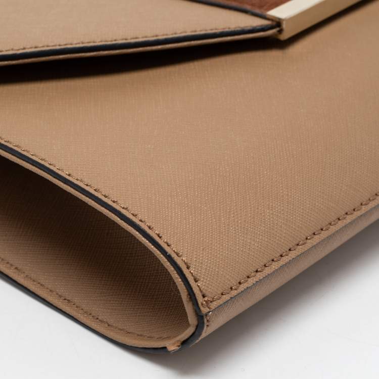 Pre Owned DKNY Beige Leather and Suede Chain Shoulder Bag