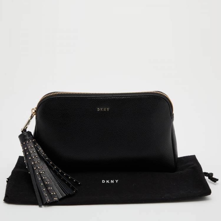 Pre Owned DKNY Black Leather Bryant Dome Pouch