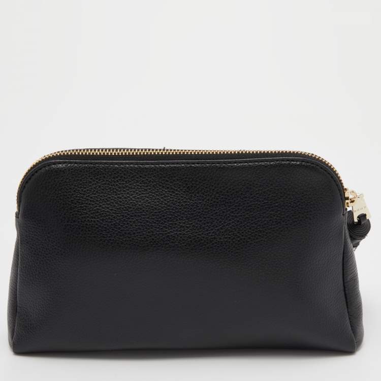 Pre Owned DKNY Black Leather Bryant Dome Pouch