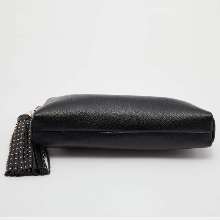 Pre Owned DKNY Black Leather Bryant Dome Pouch