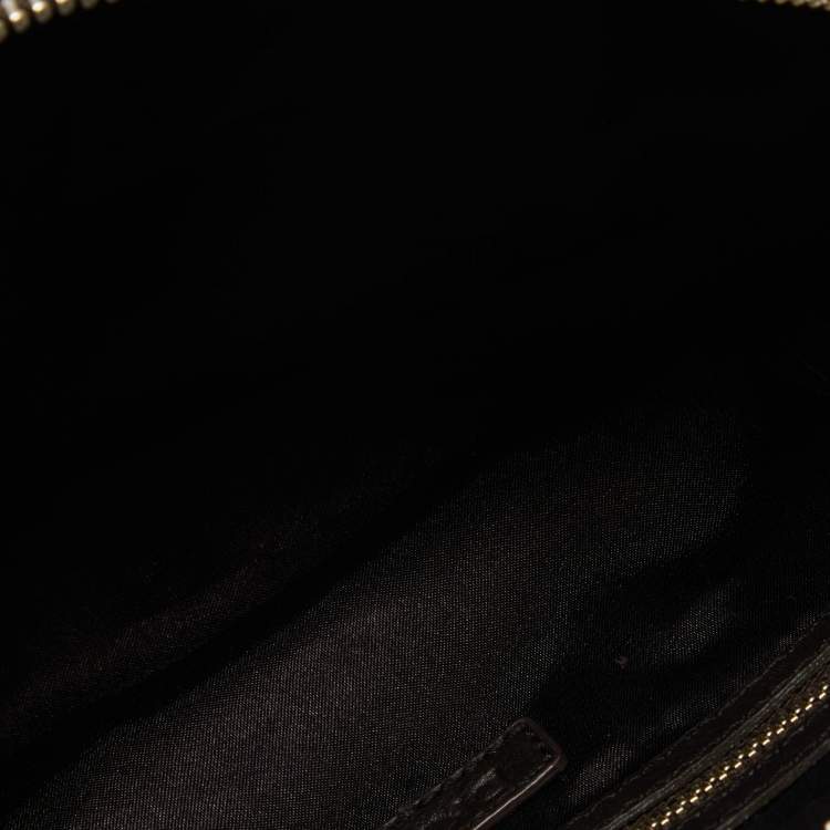 Pre Owned Dkny Brown/Beige Signature Canvas and Patent Leather Pouch