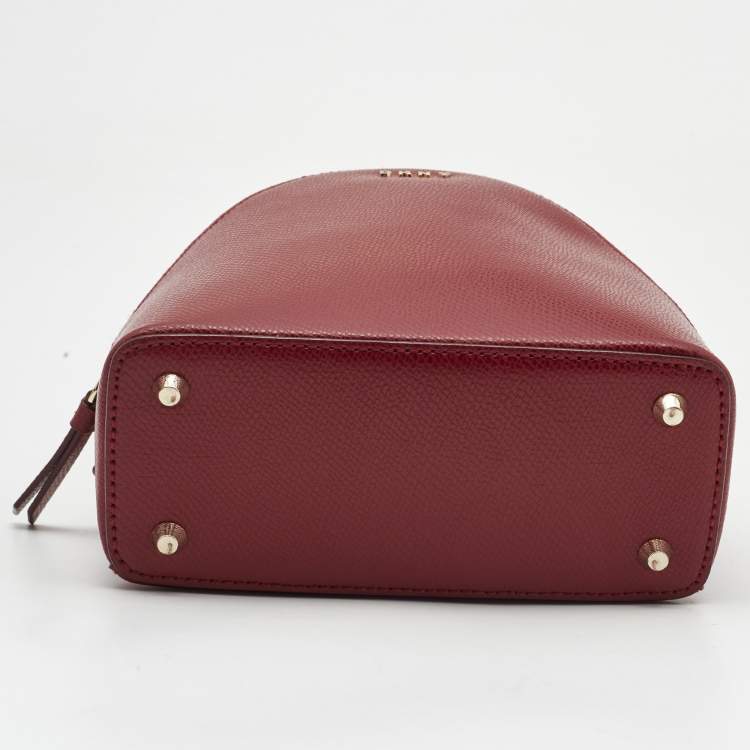 Pre Owned DKNY Red Leather Bryant Double Zip Backpack