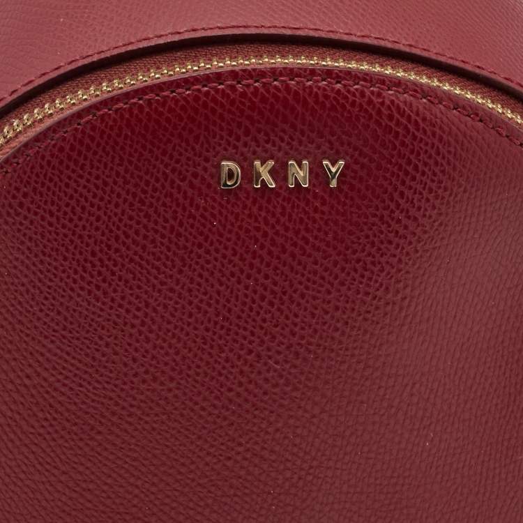 Pre Owned DKNY Red Leather Bryant Double Zip Backpack