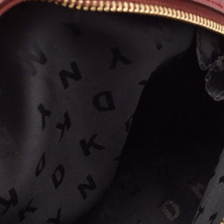 Pre Owned DKNY Red Leather Bryant Double Zip Backpack