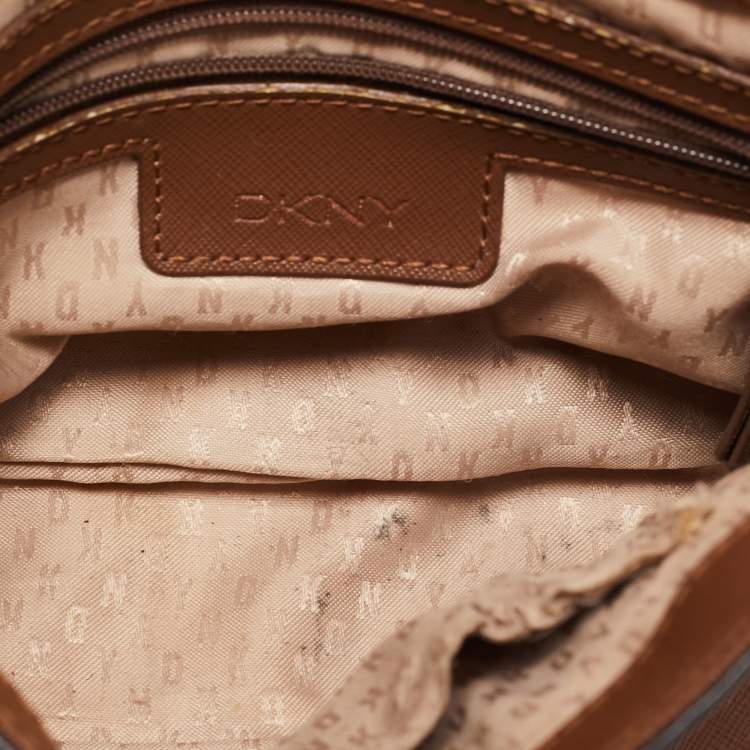 Pre Owned DKNY Brown Leather Envelope Strap Pouch