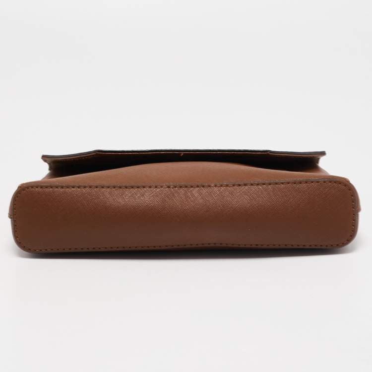 Pre Owned DKNY Brown Leather Envelope Strap Pouch