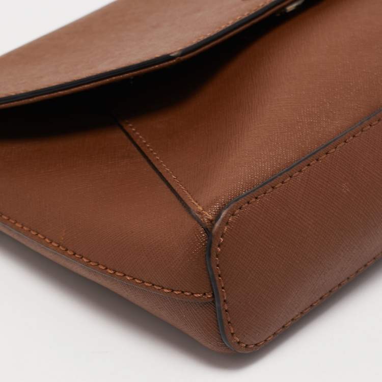 Pre Owned DKNY Brown Leather Envelope Strap Pouch