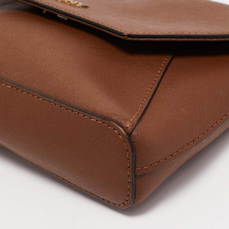 Pre Owned DKNY Brown Leather Envelope Strap Pouch