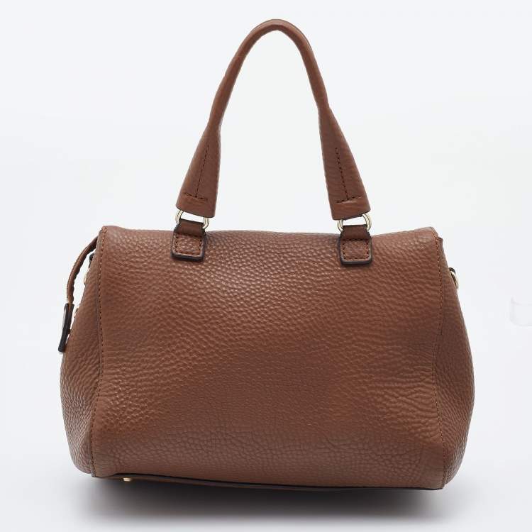 Pre Owned DKNY Brown Leather Top Zip Satchel